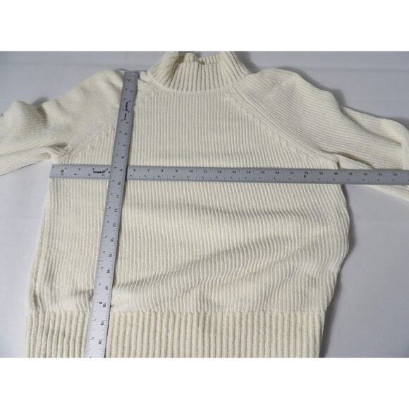 Loft Chenille Sweater Womens XS Cream Ivory Soft Mock Neck Cozy Minimalist Warm - Picture 8 of 12